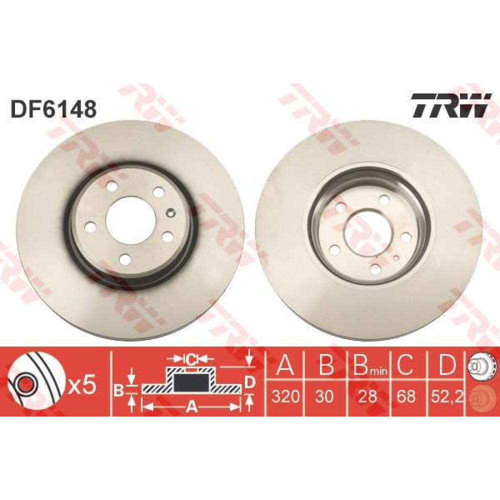 ON FREN AYNASI HAVALI A4 8K2/ B8 A4 TRW DF6148 ON FREN AYNASI HAVALI A4 8K2/ B8 A4 TRW DF6148