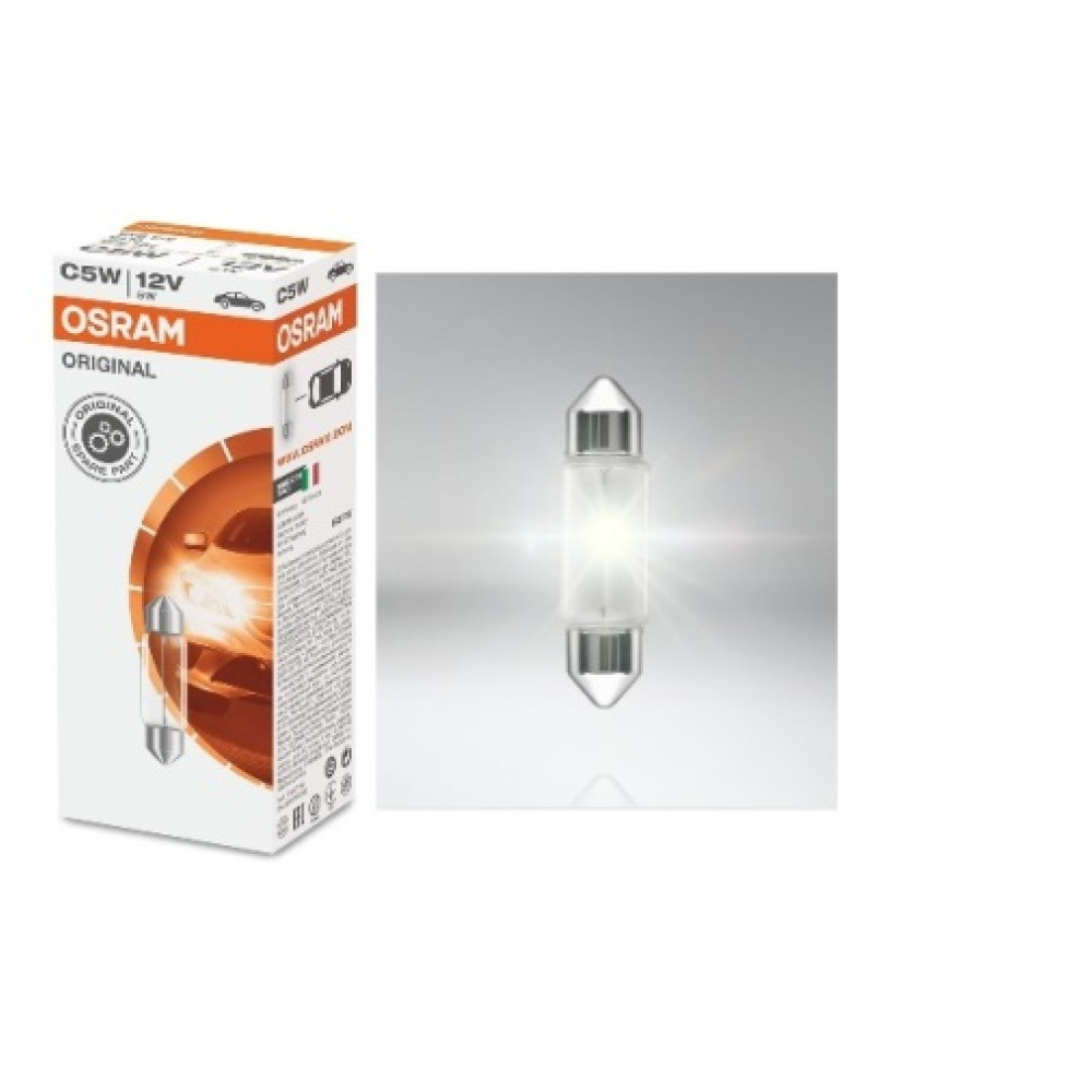 STANDART AMPUL- STOP/SİNYAL/PARK/GÖSTERGE AMPULÜ; 12V/C5W (6418) (DUY SV8,5-8) (OSRAM) 005-0056
