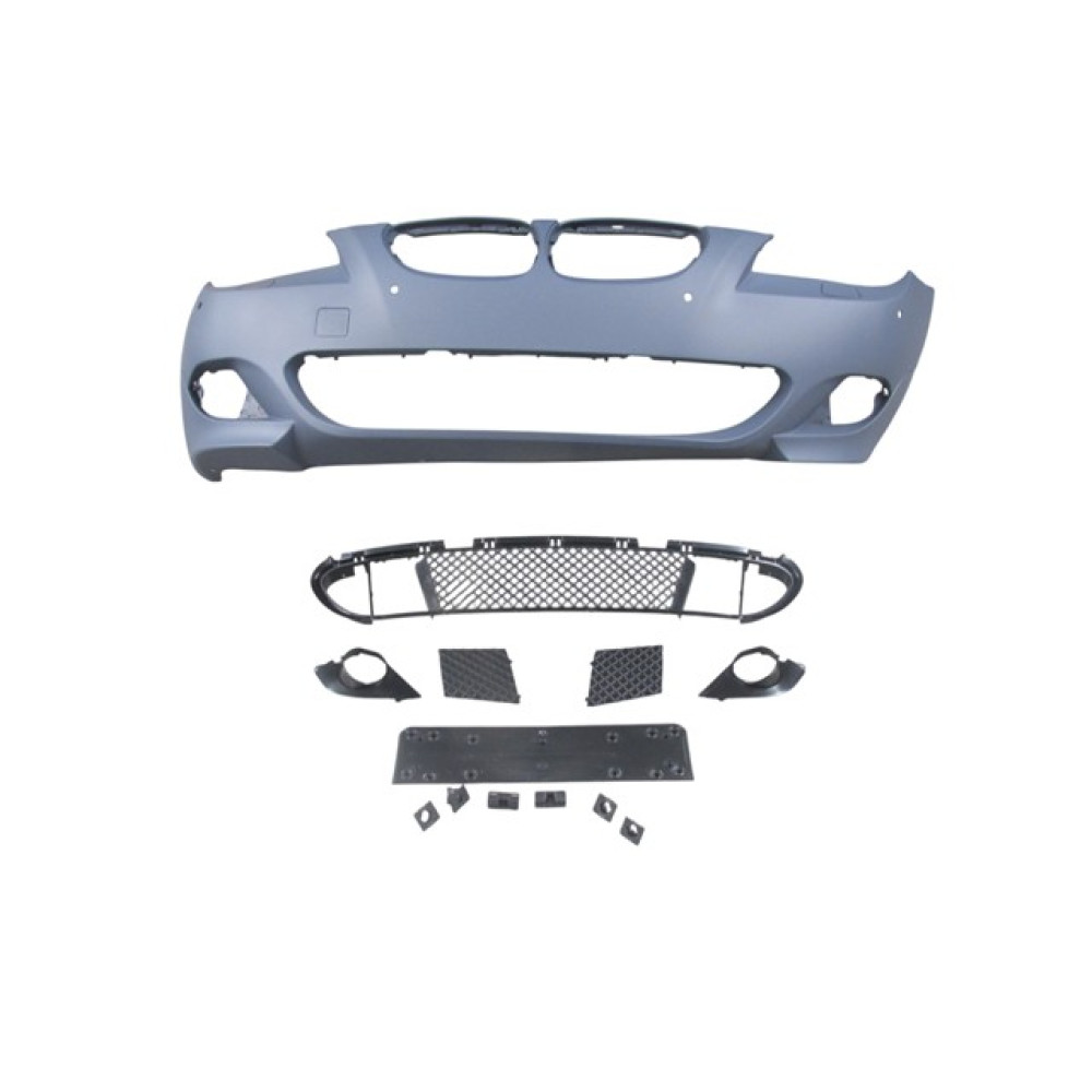 BMW 5 SERI- E60- 04/07; ÖN TAMPON (IZGARALI//PLAKA PLAST.)SEN.DELİKLİ 18MM/F.YIK.LI) (M-TECH) ASTARL 2020-2000B