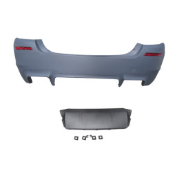 BMW 5 SERI- F10- 10/16; ARKA TAMPON KOMPLE ASTARLI (ÇİFT EGZ.DELİKLİ/KARLIKLI/REFLEKTÖRLÜ) M5 LCI 2021-2604B