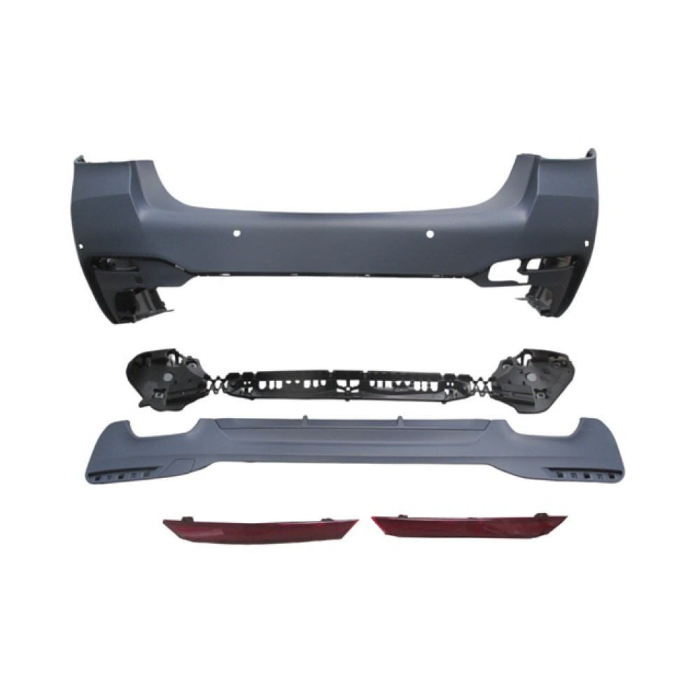 BMW 5 SERI- G30- 20/22; ARKA TAMPON (KARLIKLI/REFLEKTÖRLÜ/BRAKETLİ/ÇEKİ KAPAKLI/SENSÖRLÜ) (M-TECH) 2023-2601