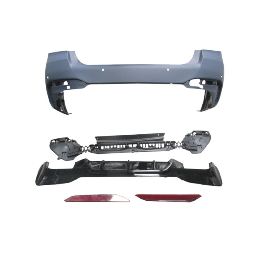 BMW 5 SERI- G30- 20/22; ARKA TAMPON ASTARLI(KARLIKLI-REFLEKTÖRLÜ-BRAKETLİ-ÇEKİ KAPAKLI-SENSÖRLÜ)(M5) 2023-2602