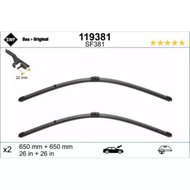 SILECEK SÜPÜRGESI ÖN TAKIM 650 / 650 MM SIL SB2626A3